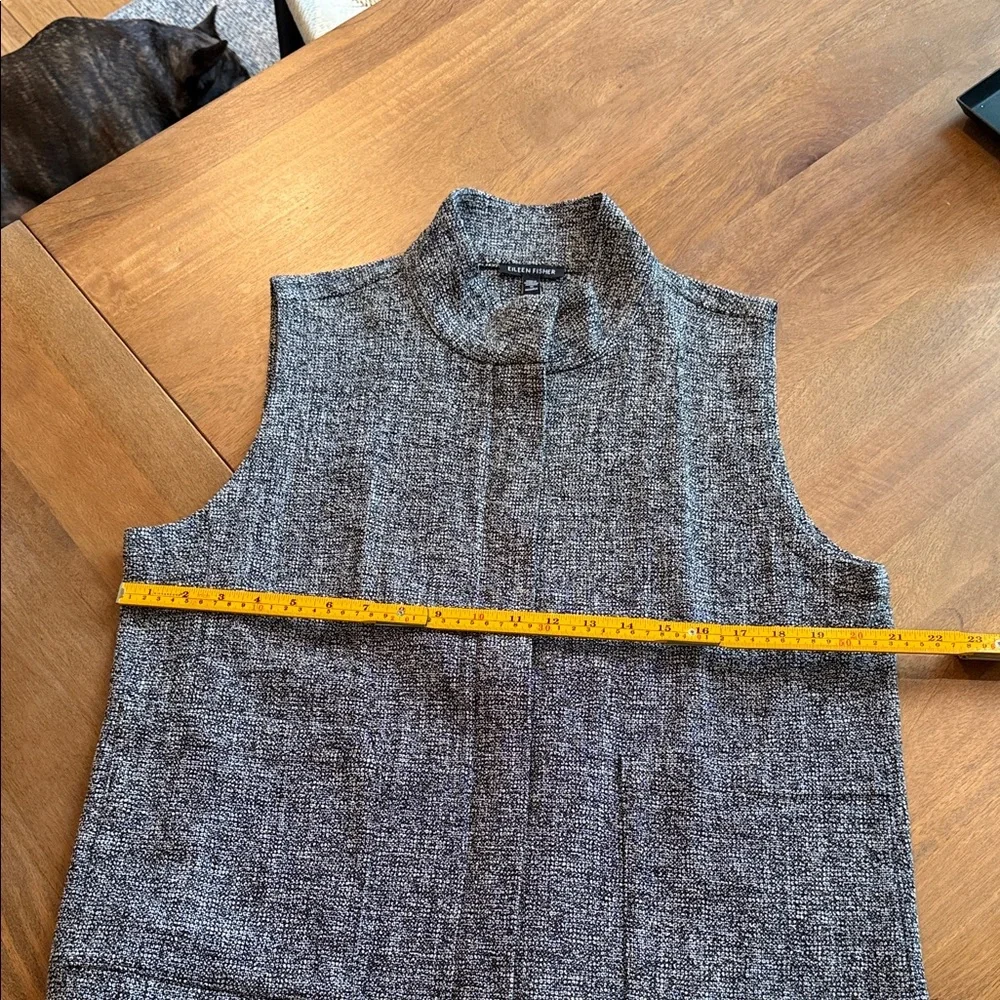 Eileen Fisher Stand Collar Stretch Organic Cotton Tweed Vest, M, EUC - Picture 7 of 10
